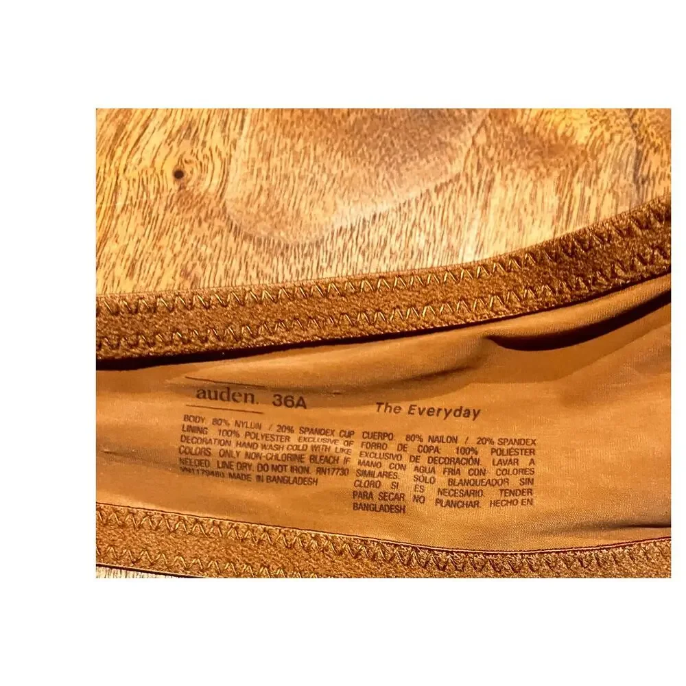 Auden Bra The Everyday Demi Lightly Lined T Shirt Bra 36A Beige Soft Brown‎ Nude